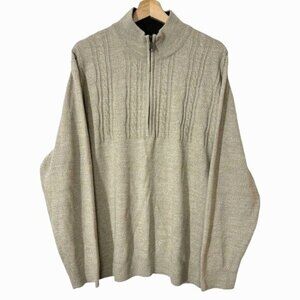 Haggar Clothing‎ Men Oatmeal 1/4 Zip Pullover Sweater Dad Grandpa Casual Knit